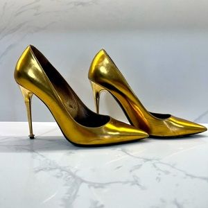 Tom Ford Gold Chrome Heels 100mm Heel